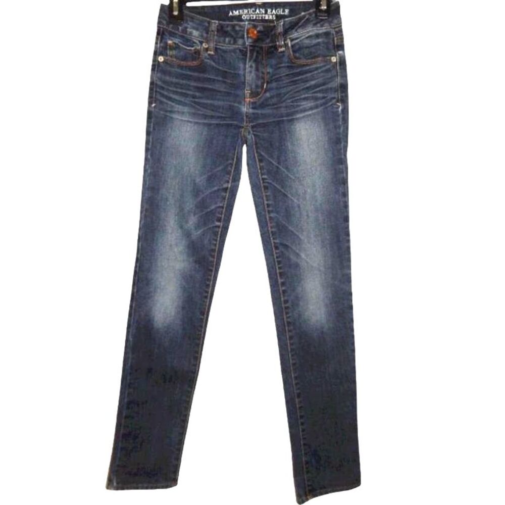American Eagle Outfitters Juniors 0 Short Super Skinny Stretch Dark Wash Jeans